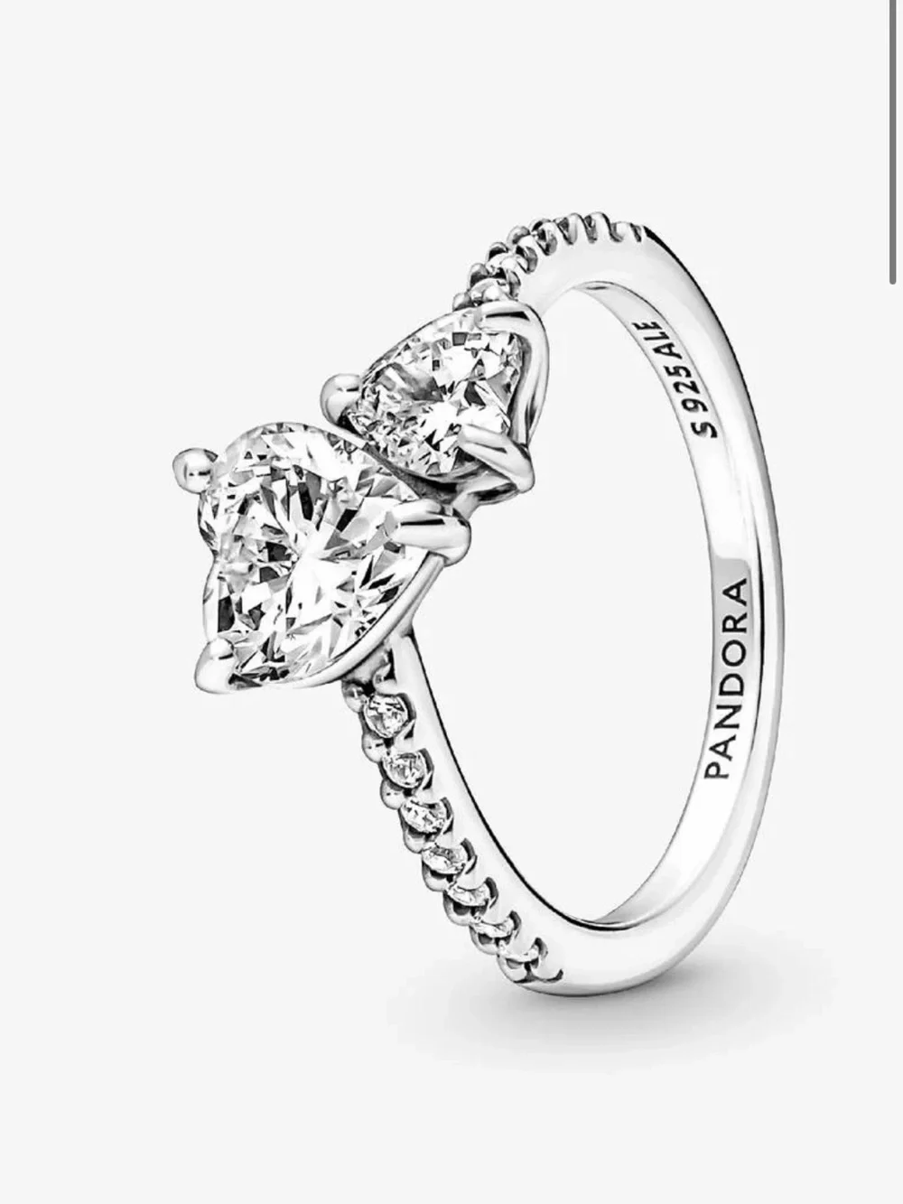 Pandora Silver Heart Crystal Ring with Clear Stones